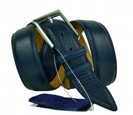 Мужской классический кожаный ремень для брюк "София", темно-синий (арт. 102982) Olio Rosti