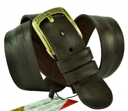 Мужской джинсовый кожаный ремень "Новосибирск", темно-коричневый (арт. 102884) Sevaro