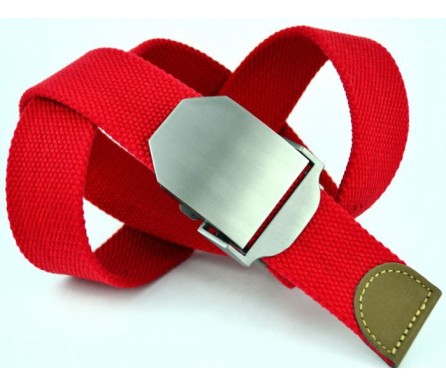 Мужской кожаный ремень стропа для джинс "Турин", красный (арт. 103003) 
