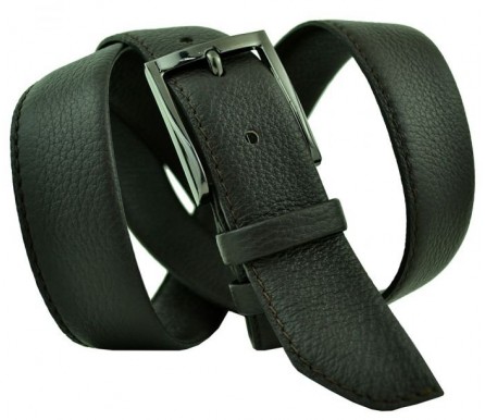Мужской классический кожаный ремень для брюк "Красногорск", черный (арт. 102853) Navigator