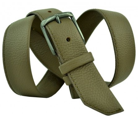 Мужской классический кожаный ремень для брюк "Королёв", оливковый (арт. 102851) Navigator