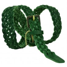 Женский кожаный ремень джинсовый Плетенный 30мм "Сызрань",  зеленый (арт. 103575)