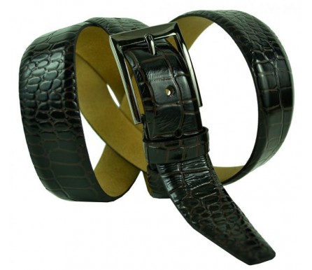 Мужской классический кожаный ремень для брюк "Грозный", черный (арт. 102820) Navigator