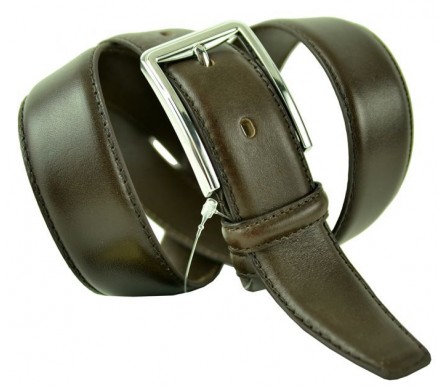 Мужской классический кожаный ремень для брюк "Омаха", темно-коричневый (арт. 102781) Oscar
