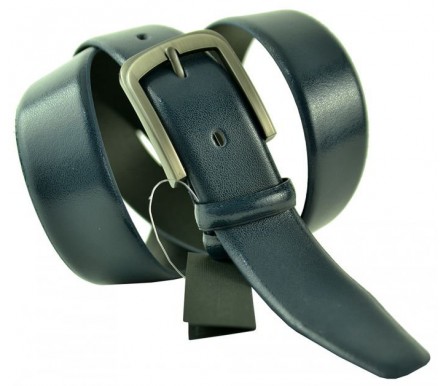 Мужской классический кожаный ремень для брюк "Лонг-Бич", темно-синий (арт. 102775) Oscar