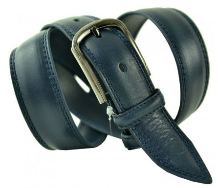 Мужской классический кожаный ремень для брюк "Сакраменто", темно-синий (арт. 102774) Oscar
