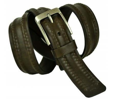 Мужской джинсовый кожаный ремень "Гётеборг", темно-коричневый (арт. 102734) Sevaro