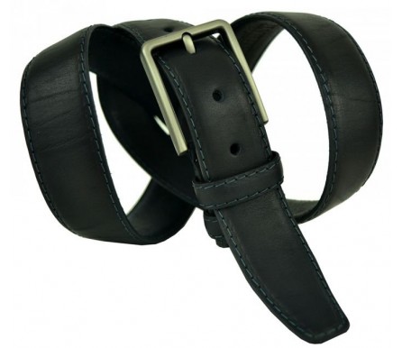 Мужской классический кожаный ремень для брюк "Бремен", черный (арт. 102723) Navigator