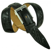 Мужской классический кожаный ремень для брюк "Познань", черный (арт. 102722)