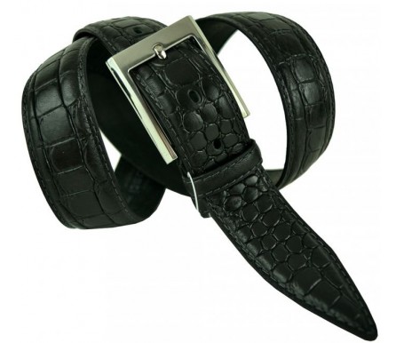 Мужской классический кожаный ремень для брюк "Шеффилд", черный (арт. 102721) Olio Rosti