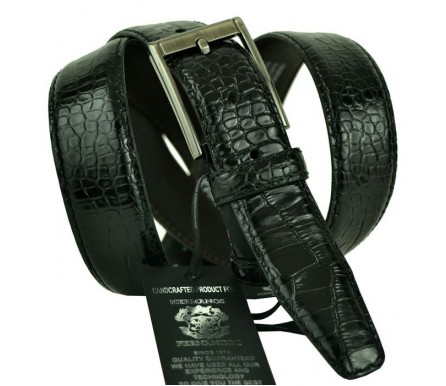 Мужской классический кожаный ремень для брюк "Дортмунд", черный (арт. 102717) Hermanos Fernandez