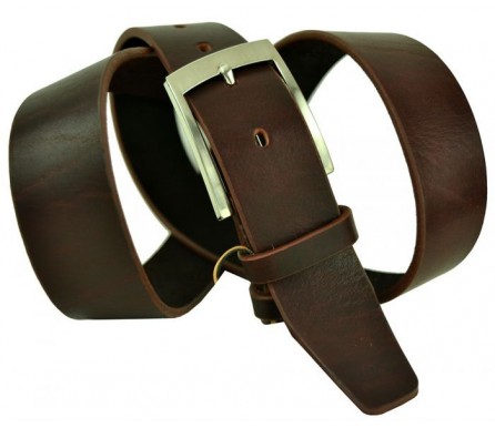Мужской классический кожаный ремень для брюк "Глазго", темно-коричневый (арт. 102713) Roberto Napoli