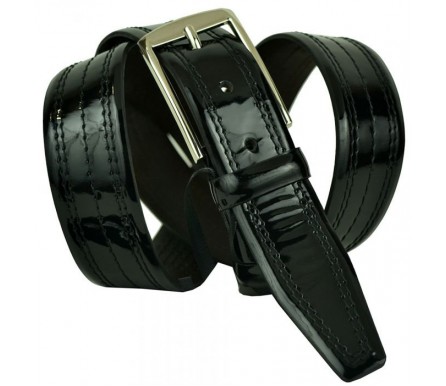 Мужской классический кожаный ремень для брюк "Вильнюс", черный (арт. 102708) Hermanos Fernandez