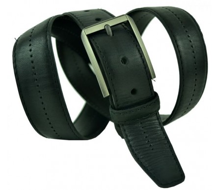 Мужской классический кожаный ремень для брюк "Бирмингем", черный (арт. 102669) Navigator