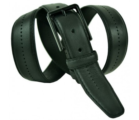Мужской классический кожаный ремень для брюк "Уфа", черный (арт. 102668) Navigator