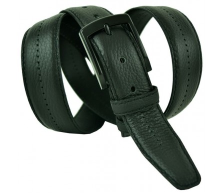 Мужской классический кожаный ремень для брюк "Самара", черный (арт. 102666) Navigator