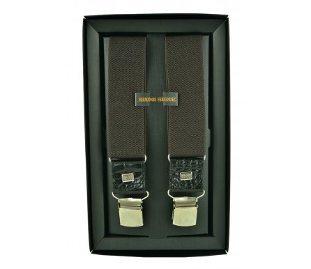 Мужские премиум подтяжки для костюма в подарочной упаковке "Ярославль", цвет темно-коричневый (арт. 102640) Hermanos Fernandez