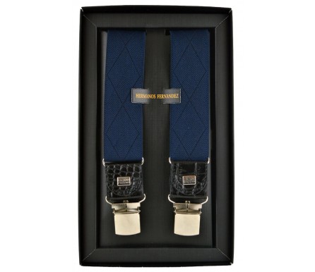 Мужские премиум подтяжки для костюма в подарочной упаковке "Энгельс", цвет темно-синий (арт. 102637) Hermanos Fernandez