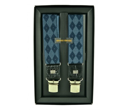 Мужские премиум подтяжки для костюма в подарочной упаковке "Хасавюрт", цвет синий (арт. 102626) Hermanos Fernandez