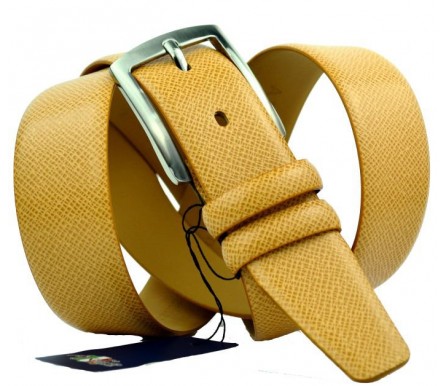 Мужской классический кожаный ремень для брюк "Пермь", желтый (арт. 102994) Roberto Napoli