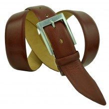 Мужской классический кожаный ремень для брюк "Вологда", коричневый (арт. 102497)