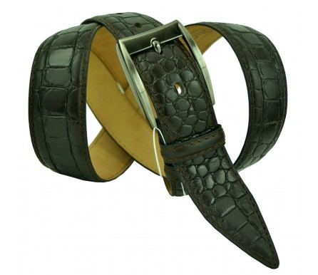 Мужской классический кожаный ремень для брюк "Волгоград", темно-коричневый (арт. 102494) Olio Rosti