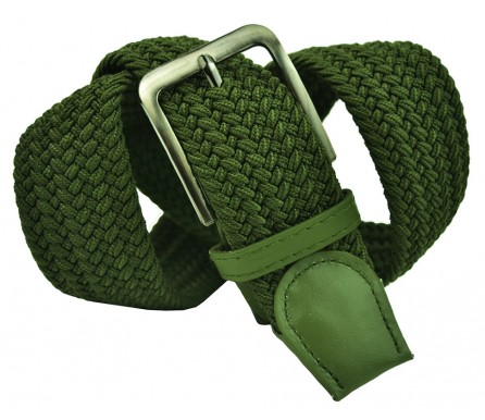 Мужской текстильный ремень резинка для джинс "Меса", зеленый (арт. 102456) 