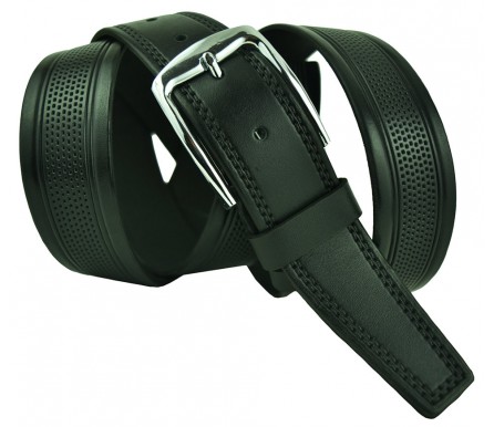 Мужской брючный классический кожаный ремень большого размера "Хьюстон", черный (арт. 102422) New Style