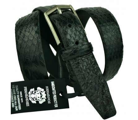 Мужской классический кожаный ремень для брюк "Неаполь", черный (арт. 102357) Hermanos Fernandez