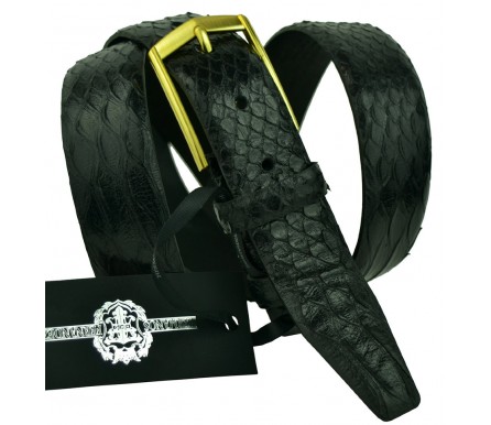 Мужской классический кожаный ремень для брюк "Днепропетровск", черный (арт. 102356) Hermanos Fernandez