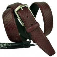 Мужской классический кожаный ремень для брюк "Одесса", бордовый (арт. 102355)