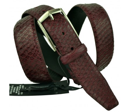 Мужской классический кожаный ремень для брюк "Одесса", бордовый (арт. 102355) Hermanos Fernandez