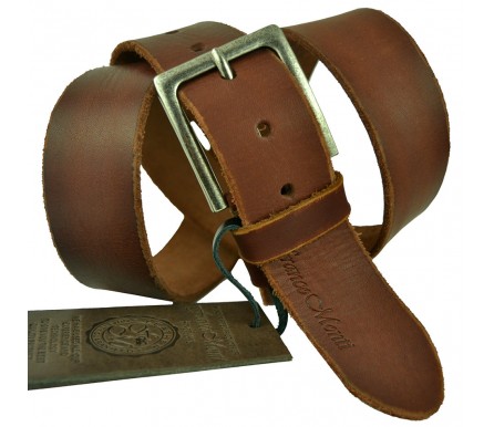 Мужской Итальянский кожаный ремень для джинс "Чита", коричневый (арт. 102311) Franco Monti