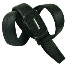 Мужской брючный кожаный ремень с автоматической пряжкой "Сургут", черный (арт. 102290)