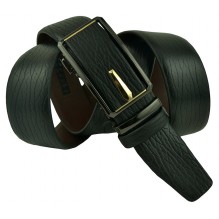 Мужской брючный кожаный ремень с автоматической пряжкой "Стерлитамак", черный (арт. 102289)