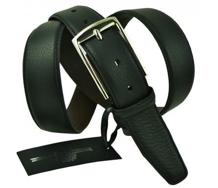 Мужской классический кожаный ремень для брюк "Салават", черный (арт. 102274) Hermanos Fernandez