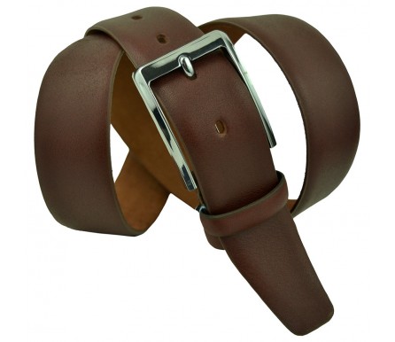 Мужской классический кожаный ремень для брюк "Пермь", коричневый (арт. 102260) Roberto Napoli