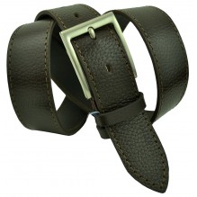 Мужской классический кожаный ремень для брюк "Первоуральск", темно-оливковый (арт. 102259)