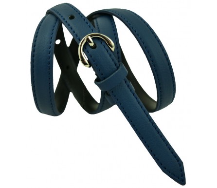 Женский кожаный ремень для платья узкий 15мм "Роли", синий (арт. 103103) Elpaso