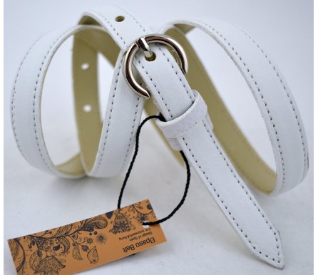 Женский кожаный ремень для платья узкий 15мм "Милуоки", белый (арт. 103091) Elpaso