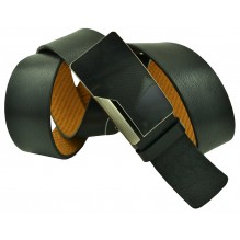 Мужской брючный кожаный ремень с полуавтоматической пряжкой (зажим) "Нижний Тагил", черный (арт. 102237)