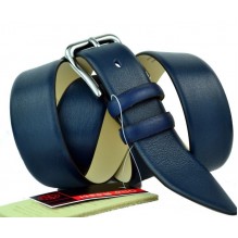 Мужской классический кожаный ремень для брюк "Уфа", темно-синий (арт. 102989)
