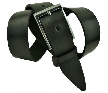Мужской классический кожаный ремень для брюк "Ижевск", черный (арт. 102192) Roberto Napoli