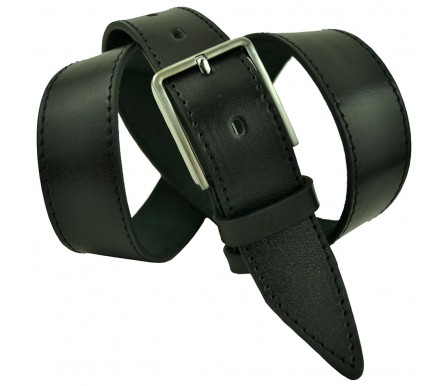 Мужской классический кожаный ремень для брюк "Златоуст", черный (арт. 102190) Roberto Napoli
