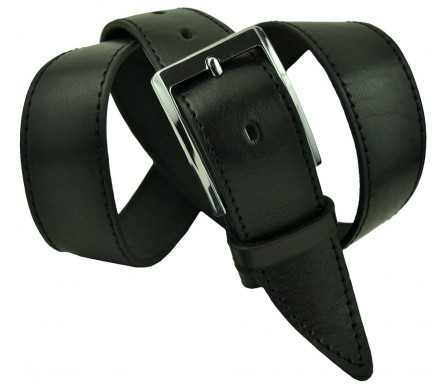 Мужской классический кожаный ремень для брюк "Жуковский", черный (арт. 102189) Roberto Napoli