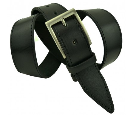 Мужской классический кожаный ремень для брюк "Железногорск", черный (арт. 102188) Roberto Napoli