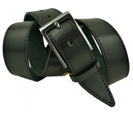 Мужской классический кожаный ремень для брюк "Ессентуки", черный (арт. 102187) Roberto Napoli