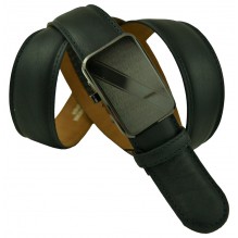Мужской брючный кожаный ремень с автоматической пряжкой "Владивосток", черный (арт. 102170)