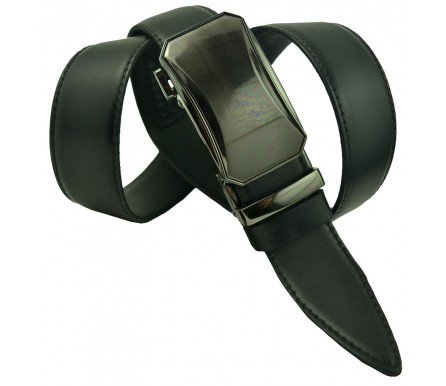 Мужской брючный кожаный ремень с автоматической пряжкой "Арзамас", черный (арт. 102152) Diezz