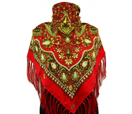Шерстяной платок с кистями 120см ЗВЕНИСЛАВА (арт. 200581) 